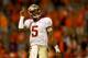 CLEMSON, SC - OCTOBER 19: Jameis Winston #5 of the Florida State Seminoles celebrates after defeating the Clemson Tigers 51-14 at Memorial Stadium on October 19, 2013 in Clemson, South Carolina. (Photo by Streeter Lecka/Getty Images)