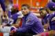 Oct 13, 2013; Minneapolis, MN, USA; Minnesota Vikings quarterback Josh Freeman (12) sits on the sidelines in the game against the Carolina Panthers at Mall of America Field at H.H.H. Metrodome. Panthers win 35-10. Mandatory Credit: Bruce Kluckhohn-USA TODAY Sports