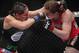 Oct 19, 2013; Houston, TX, USA; Sarah Kaufman (red gloves) fights against Jessica Eye (blue gloves) in their women's bantamweight bout during UFC 166 at Toyota Center. Mandatory Credit: Andrew Richardson-USA TODAY Sports