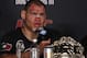 Oct 19, 2013; Houston, TX, USA; Cain Velasquez during the press conference following UFC 166 at Toyota Center. Mandatory Credit: Andrew Richardson-USA TODAY Sports