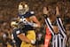 SOUTH BEND, IN - OCTOBER 19: Nick Martin #72 of the Notre Dame Fighting Irish lifts Troy Niklas #85 after Niklas caught a touchdown pass against the University of Southern Califonia Trojans at Notre Dame Stadium on October 19, 2013 in South Bend, Indiana. (Photo by Jonathan Daniel/Getty Images)