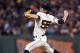 Sep 26, 2013; San Francisco, CA, USA; San Francisco Giants starting pitcher Tim Lincecum (55) pitches against the Los Angeles Dodgers during the seventh inning at AT&T Park. The San Francisco Giants defeated the Los Angeles Dodgers 3-2. Mandatory Credit: Ed Szczepanski-USA TODAY Sports
