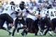 Sep 08, 2012; Fort Worth, TX, USA; Grambling State Tigers quarterback D.J. Williams (4) hands off the ball to running back Dawrence Roberts (43) during the first half against the TCU Horned Frogs at Amon G. Carter Stadium. Mandatory Credit: Kevin Jairaj-USA TODAY Sports
