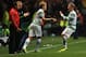 GLASGOW, SCOTLAND - OCTOBER 01: Teemu Pukki of Celtic (2R) replaces Kris Commons (R) as a substitute during the UEFA Champions League Group H match between Celtic and FC Barcelona at Celtic Park Stadium on October 1, 2013 in Glasgow, Scotland. (Photo by Richard Heathcote/Getty Images)