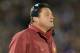 Oct 19, 2013; South Bend, IN, USA; Southern California Trojans coach Ed Orgeron reacts during the game against the Notre Dame Fighting Irish at Notre Dame Stadium. Notre Dame won 14-10. Mandatory Credit: Kirby Lee-USA TODAY Sports