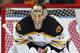 SUNRISE, FL - OCTOBER 17: Goaltender Tuukka Rask #40 of the Boston Bruins warms up prior to the game against the Florida Panthers at the BB&T Center on October 17, 2013 in Sunrise, Florida. (Photo by Joel Auerbach/Getty Images)