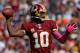 LANDOVER, MD - OCTOBER 20: Quarterback Robert Griffin III #10 of the Washington Redskins passes in the first quarter against the Chicago Bears at FedExField on October 20, 2013 in Landover, Maryland. (Photo by Patrick Smith/Getty Images)