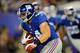 EAST RUTHERFORD, NJ - OCTOBER 21: Running back Peyton Hillis #44 of the New York Giants runs with the ball against the Minnesota Vikings during a game at MetLife Stadium on October 21, 2013 in East Rutherford, New Jersey. (Photo by Maddie Meyer/Getty Images)