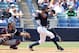 March 23, 2012; Tampa, FL, USA; New York Yankees outfielder Mason Williams (85) drives in a run in the seventh inning against the Minnesota Twins at George M. Steinbrenner Field. Mandatory Credit: Kim Klement-USA TODAY Sports