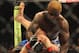 Jul 27, 2013; Seattle, WA, USA; Mac Danzig (red tape) is beaten by Melvin Guillard (blue tape) during their lightweight bout at Key Arena. Guillard won by TKO in 2nd Round. Mandatory Credit: Jayne Kamin-Oncea-USA TODAY Sports