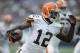 MINNEAPOLIS, MN - SEPTEMBER 22: Josh Gordon #12 of the Cleveland Browns carries the football during the first quarter of the game on September 22, 2013 at Mall of America Field at the Hubert H. Humphrey Metrodome in Minneapolis, Minnesota. (Photo by Hannah Foslien/Getty Images)
