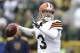 GREEN BAY, WI - OCTOBER 20: Brandon Weeden #3 of the Cleveland Browns warms up before the game against the Green Bay Packers at Lambeau Field on October 20, 2013 in Green Bay, Wisconsin. (Photo by Mike McGinnis/Getty Images)