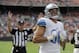 Oct 13, 2013; Cleveland, OH, USA; Detroit Lions tight end Joseph Fauria (80) does a celebration dance after catching his third touchdown pass during the fourth quarter against the Cleveland Browns at FirstEnergy Stadium. The Lions beat the Browns 31-17. Mandatory Credit: Ken Blaze-USA TODAY Sports
