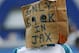Oct 20, 2013; Jacksonville, FL, USA; A Jacksonville Jaguars fan wears a bag over his head after their game against the San Diego Chargers at EverBank Field. The San Diego Chargers defeated the Jacksonville Jaguars 24-6. Mandatory Credit: Phil Sears-USA TODAY Sports
