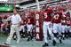 TUSCALOOSA, AL - SEPTEMBER 28: Head coach Nick Saban of the Alabama Crimson Tide walks his team onto the field to face the Mississippi Rebels at Bryant-Denny Stadium on September 28, 2013 in Tuscaloosa, Alabama. (Photo by Kevin C. Cox/Getty Images)