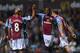BIRMINGHAM, ENGLAND - AUGUST 28: Aston Villa player Christian Benteke celebrates after scoring the second goal during the Capital One Cup second round match between Aston Villa and Rotherham at Villa Park on August 28, 2013 in Birmingham, England. (Photo by Stu Forster/Getty Images)