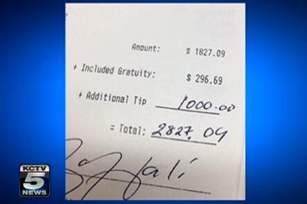Tamba Hali Leaves Extra $1,000 Tip at Plaza Restaurant