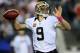 FOXBORO, MA - OCTOBER 13: Quarterback Drew Brees #9 of the New Orleans Saints throws a pass gainst the New England Patriots during the second half at Gillette Stadium on October 13, 2013 in Foxboro, Massachusetts. (Photo by Rob Carr/Getty Images)