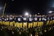 Oct 19, 2013; South Bend, IN, USA; Notre Dame Fighting Irish players celebrate their 14-10 win against the Southern California Trojans at Notre Dame Stadium. Mandatory Credit: Kirby Lee-USA TODAY Sports