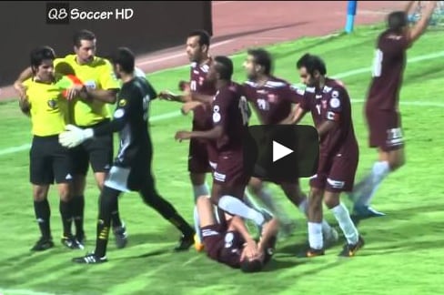 Kuwaiti Players Attack Referee, Referee Fights Back While Showing Red Cards