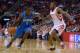 Oct 16, 2013; Houston, TX, USA; Orlando Magic shooting guard Victor Oladipo (5) drives against Houston Rockets shooting guard Reggie Williams (55) during the first half at Toyota Center. Mandatory Credit: Thomas Campbell-USA TODAY Sports