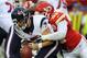 Oct 20, 2013; Kansas City, MO, USA; Houston Texans quarterback Case Keenum (7) is sacked by Kansas City Chiefs outside linebacker Tamba Hali (91) during the second half at Arrowhead Stadium. The Chiefs won 17-16. Mandatory Credit: Denny Medley-USA TODAY Sports