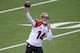 ORCHARD PARK, NY - OCTOBER 13: Andy Dalton #14 of the Cincinnati Bengals throws a pass during NFL game action against the Buffalo Bills at Ralph Wilson Stadium on October 13, 2013 in Orchard Park, New York. (Photo by Tom Szczerbowski/Getty Images)