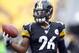 Oct 20, 2013; Pittsburgh, PA, USA; Pittsburgh Steelers running back Le'Veon Bell (26) on the field before playing the Baltimore Ravens at Heinz Field. Mandatory Credit: Charles LeClaire-USA TODAY Sports