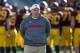 Oct 26, 2013; Minneapolis, MN, USA; Nebraska Cornhuskers Bo Pelini looks on during pre game before a game against the Minnesota Golden Gophers at TCF Bank Stadium. Mandatory Credit: Jesse Johnson-USA TODAY Sports