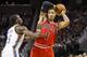 WICHITA, KS - OCTOBER 23: Derrick Rose # 1 of the Chicago Bulls controls the ball against Reggie Jackson # 15 of the Oklahoma City Thunder during the NBA preseason game on October 23, 2013 at the Intrust Bank Arena in Wichita, Kansas. NOTE TO USER: User expressly acknowledges and agrees that, by downloading and or using this photograph, User is consenting to the terms and conditions of the Getty Images License Agreement. Mandatory Copyright Notice: Copyright 2013 NBAE (Photo by Shane Bevel/NBAE via Getty Images)