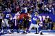 EAST RUTHERFORD, NJ - OCTOBER 21: Running back Peyton Hillis #44 of the New York Giants celebrates a touchdown in the third quarter against the Minnesota Vikings during a game at MetLife Stadium on October 21, 2013 in East Rutherford, New Jersey. (Photo by Al Bello/Getty Images)