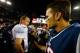 FOXBORO, MA - OCTOBER 07: Tom Brady #12 of the New England Patriots and Peyton Manning #18 of the Denver Broncos greet each other at midfield following the game on October 7, 2012 at Gillette Stadium in Foxboro, Massachusetts. (Photo by Jared Wickerham/Getty Images)