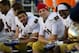 Oct 26, 2013; Colorado Springs, CO, USA; Notre Dame Fighting Irish quarterback Tommy Rees (11) smiles on the bench in the fourth quarter against the Air Force Falcons at Falcon Stadium. Mandatory Credit: Matt Cashore-USA TODAY Sports