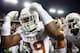 FORT WORTH, TX - OCTOBER 27: Peter Jinkens #19 of the Texas Longhorns celebrates after the Longhorns beat the TCU Horned Frogs 30-7 at Amon G. Carter Stadium on October 27, 2013 in Fort Worth, Texas. (Photo by Tom Pennington/Getty Images)