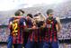 BARCELONA, SPAIN - OCTOBER 26: Neymar (C) of FC Barcelona celebrates with his team-mates after scoring the opening goal during the La Liga match between FC Barcelona and Real Madrid CF at Camp Nou on October 26, 2013 in Barcelona, Spain. (Photo by David Ramos/Getty Images)
