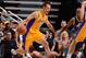 ANAHEIM, CA - OCTOBER 25: Steve Nash #10 of the Los Angeles Lakers drives to the basket during a preseason game against the Utah Jazz at the Honda Center in Anaheim, California on October 25, 2013. NOTE TO USER: User expressly acknowledges and agrees that, by downloading and or using this photograph, User is consenting to the terms and conditions of the Getty Images License Agreement. Mandatory Copyright Notice: Copyright 2013 NBAE (Photo by Andrew D. Bernstein/NBAE via Getty Images)