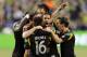 Oct 27, 2013; Seattle, WA, USA; The Los Angeles Galaxy celebrates after Los Angeles Galaxy forward Robbie Keane (7) scored a goal against the Seattle Sounders during the 2nd half at CenturyLink Field. The game was a 1-1 draw. Mandatory Credit: Steven Bisig-USA TODAY Sports