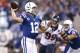 INDIANAPOLIS, IN - DECEMBER 30: Andrew Luck #12 of the Indianapolis Colts passes the ball against the Houston Texans during the game at Lucas Oil Stadium on December 30, 2012 in Indianapolis, Indiana. (Photo by Joe Robbins/Getty Images)