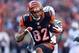 CINCINNATI, OH - OCTOBER 27: Marvin Jones #82 of the Cincinnati Bengals runs with the ball during the NFL game against the New York Jets at Paul Brown Stadium on October 27, 2013 in Cincinnati, Ohio. (Photo by Andy Lyons/Getty Images)