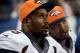 Oct 20, 2013; Indianapolis, IN, USA; Denver Broncos outside linebacker Von Miller (58) on the bench during the second half against the Indianapolis Colts at Lucas Oil Stadium. Mandatory Credit: Ron Chenoy-USA TODAY Sports