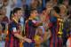 BARCELONA, SPAIN - OCTOBER 26: Alexis Sanchez (C) of FC Barcelona celebrates with team-mates Lionel Messi (L) and Neymar after scoring their team's second goal during the La Liga match between FC Barcelona and Real Madrid CF at Camp Nou stadium on October 26, 2013 in Barcelona, Spain. (Photo by Denis Doyle/Getty Images)