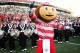 September 29, 2012; East Lansing, MI, USA; Ohio State mascot Brutus celebrates with Ohio State marching band after a game against the Michigan State Spartans at Spartan Stadium. Ohio State won 17-16 Mandatory Credit: Mike Carter-USA TODAY Sports