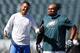 PHILADELPHIA, PA - SEPTEMBER 15: Quarterback Philip Rivers #17 of the San Diego Chargers talks with defensive tackle Isaac Sopoaga #97 of the Philadelphia Eagles before the start of a game at Lincoln Financial Field on September 15, 2013 in Philadelphia, Pennsylvania. (Photo by Rich Schultz /Getty Images)