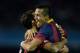 VIGO, SPAIN - OCTOBER 29: Alexis Alejandro Sanchez of FC Barcelona celebrates scoring their opening goal with teamates during the La Liga match between RC Celta de Vigo and FC Barcelona at Estadio Balaidos on October 29, 2013 in Vigo, Spain. (Photo by Gonzalo Arroyo Moreno/Getty Images)