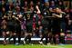 LONDON, ENGLAND - OCTOBER 19: Sergio Aguero of Manchester City celebrates his goal with team mates during the Barclays Premier League match between West Ham United and Manchester City at the Boleyn Ground on October 19, 2013 in London, England. (Photo by Jan Kruger/Getty Images)