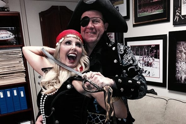 Patriots Coach Bill Belichick Dressed Up as a Pirate for Halloween