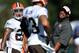 Jul 25, 2013; Berea, OH, USA; Cleveland Browns defensive coordinator Ray Horton instructs his players during training camp at the Cleveland Browns Training Facility. Mandatory Credit: Ron Schwane-USA TODAY Sports