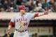 OAKLAND, CA - JULY 26: Mark Trumbo #44 of the Los Angeles Angels of Anaheim bats against the Oakland Athletics at O.co Coliseum on July 26, 2013 in Oakland, California. The A's won 6-4. (Photo by Brian Bahr/Getty Images)