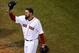 BOSTON, MA - OCTOBER 30: John Lackey #41 of the Boston Red Sox tips his cap after being pulled in the seventh inning against the St. Louis Cardinals during Game Six of the 2013 World Series at Fenway Park on October 30, 2013 in Boston, Massachusetts. (Photo by Jared Wickerham/Getty Images)
