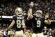 Oct 27, 2013; New Orleans, LA, USA; New Orleans Saints quarterback Drew Brees (9) and wide receiver Kenny Stills (84) celebrates after a touchdown against the Buffalo Bills during the second half of a game at Mercedes-Benz Superdome. The Saints defeated the Bills 35-17. Mandatory Credit: Derick E. Hingle-USA TODAY Sports
